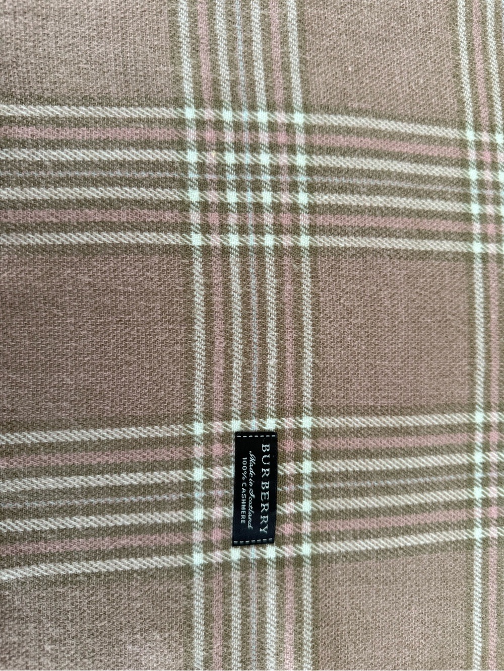 Burberry Beige, Pink and Cream Cashmere Plaid Scarf